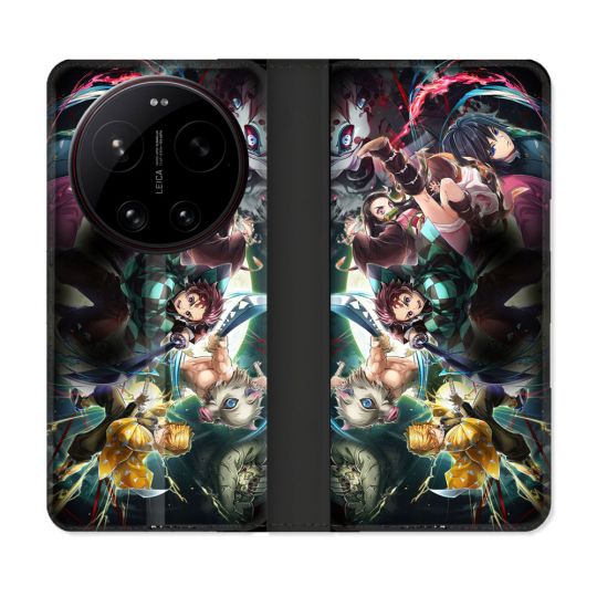 Housse Cuir Portefeuille Pour Xiaomi 17 Ultra Manga Demon Slayer Groupe