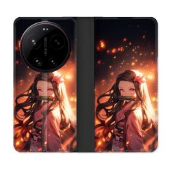 Housse Cuir Portefeuille Pour Xiaomi 17 Ultra Manga Demon Slayer Nezuko Rose