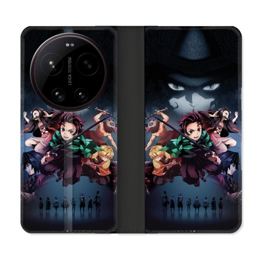 Housse Cuir Portefeuille Pour Xiaomi 17 Ultra Manga Demon Slayer Noir