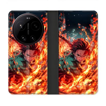 Housse Cuir Portefeuille Pour Xiaomi 17 Ultra Manga Demon Slayer Tanjiro Feu