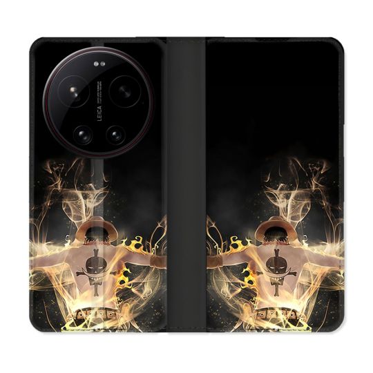 Housse Cuir Portefeuille Pour Xiaomi 17 Ultra Manga One Piece Ace Noir