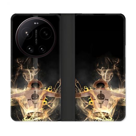 Housse Cuir Portefeuille Pour Xiaomi 17 Ultra Manga One Piece Ace Noir