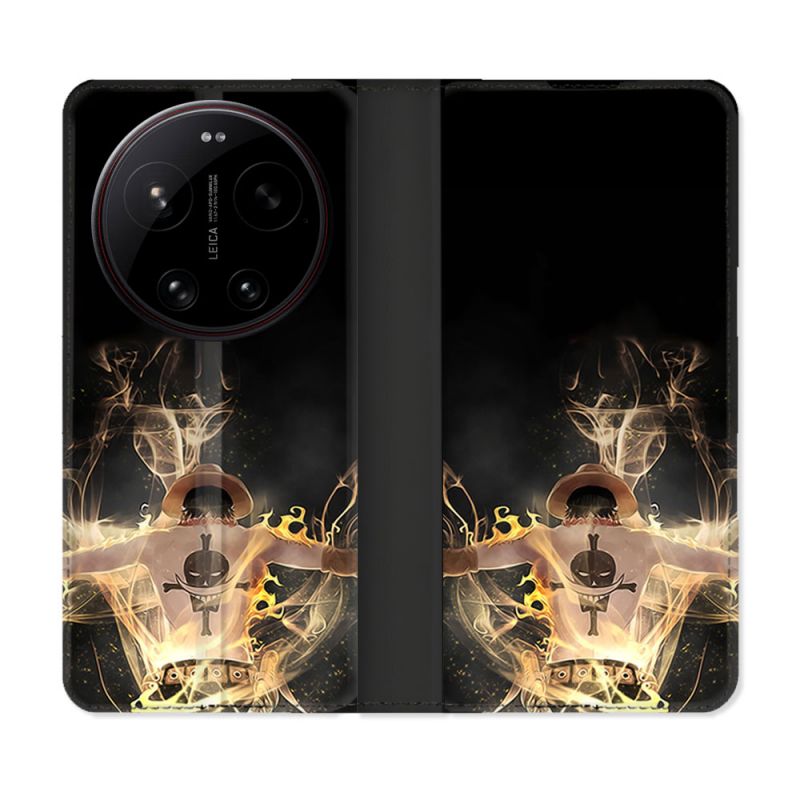 Housse Cuir Portefeuille Pour Xiaomi 17 Ultra Manga One Piece Ace Noir