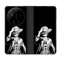 Housse Cuir Portefeuille Pour Xiaomi 17 Ultra Manga One Piece Luffy Noir