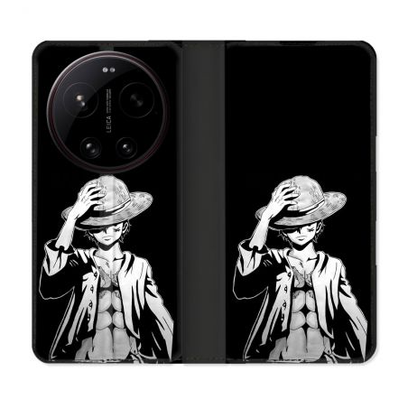 Housse Cuir Portefeuille Pour Xiaomi 17 Ultra Manga One Piece Luffy Noir