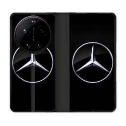 Housse Cuir Portefeuille Pour Xiaomi 17 Ultra Mercedes Carbone