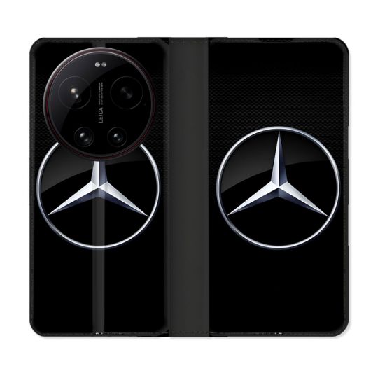 Housse Cuir Portefeuille Pour Xiaomi 17 Ultra Mercedes Carbone