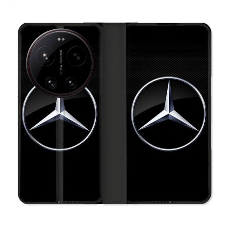Housse Cuir Portefeuille Pour Xiaomi 17 Ultra Mercedes Carbone