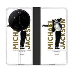 Housse Cuir Portefeuille Pour Xiaomi 17 Ultra Michael Jackson Blanc