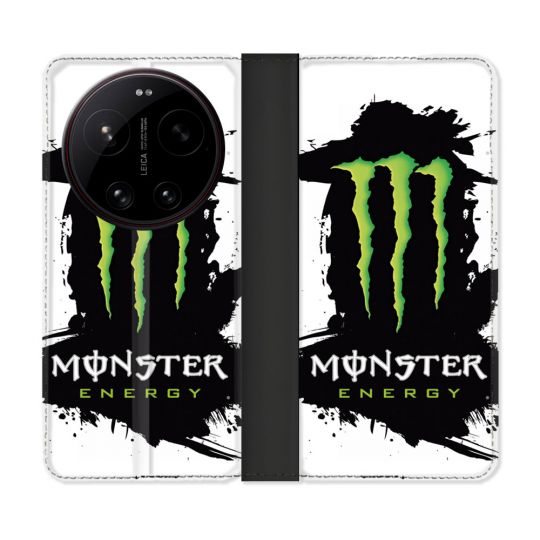 Housse Cuir Portefeuille Pour Xiaomi 17 Ultra Monster Energy Tache
