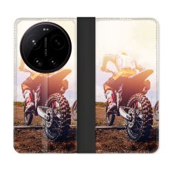 Housse Cuir Portefeuille Pour Xiaomi 17 Ultra Moto Cross Soleil