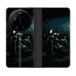Housse Cuir Portefeuille Pour Xiaomi 17 Ultra Moto Harley Vintage