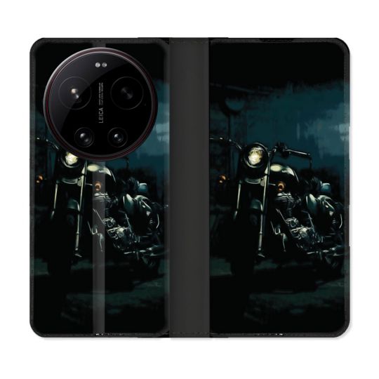 Housse Cuir Portefeuille Pour Xiaomi 17 Ultra Moto Harley Vintage