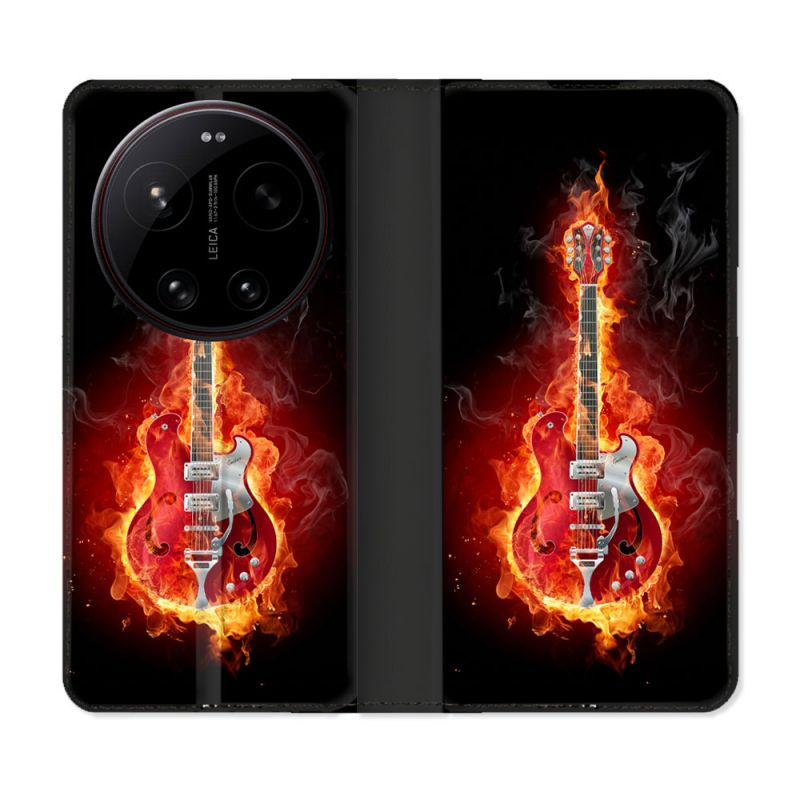 Housse Cuir Portefeuille Pour Xiaomi 17 Ultra Musique Guitare Electrique