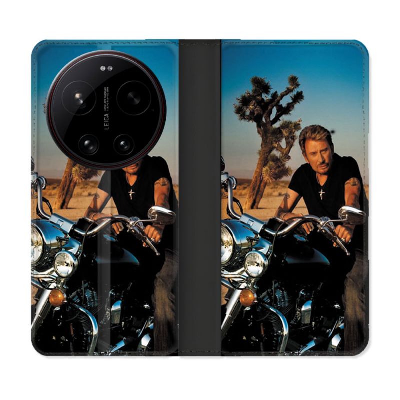 Housse Cuir Portefeuille Pour Xiaomi 17 Ultra Musique Johnny Hallyday Moto