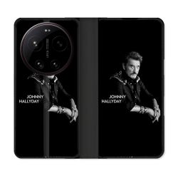 Housse Cuir Portefeuille Pour Xiaomi 17 Ultra Musique Johnny Hallyday Noir