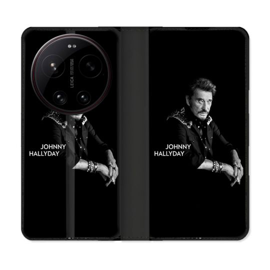 Housse Cuir Portefeuille Pour Xiaomi 17 Ultra Musique Johnny Hallyday Noir