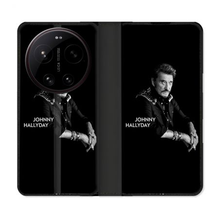 Housse Cuir Portefeuille Pour Xiaomi 17 Ultra Musique Johnny Hallyday Noir