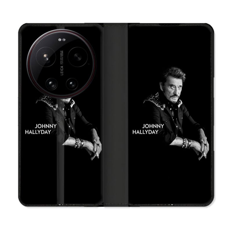 Housse Cuir Portefeuille Pour Xiaomi 17 Ultra Musique Johnny Hallyday Noir