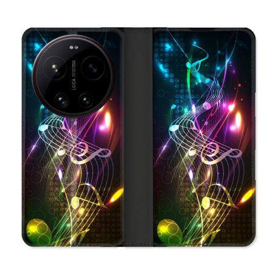 Housse Cuir Portefeuille Pour Xiaomi 17 Ultra Musique Partition Multicolore