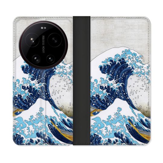 Housse Cuir Portefeuille Pour Xiaomi 17 Ultra Peinture La Grande Vague