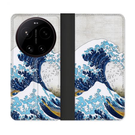 Housse Cuir Portefeuille Pour Xiaomi 17 Ultra Peinture La Grande Vague