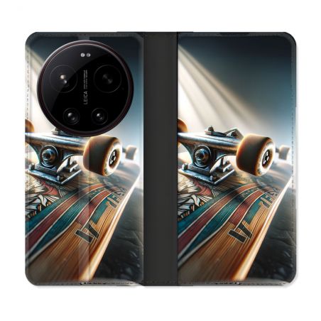 Housse Cuir Portefeuille Pour Xiaomi 17 Ultra Planche Skate