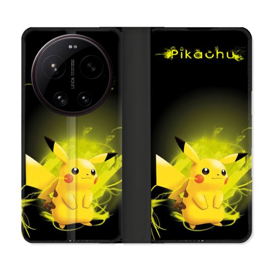 Housse Cuir Portefeuille Pour Xiaomi 17 Ultra Pokemon Pikachu Eclair