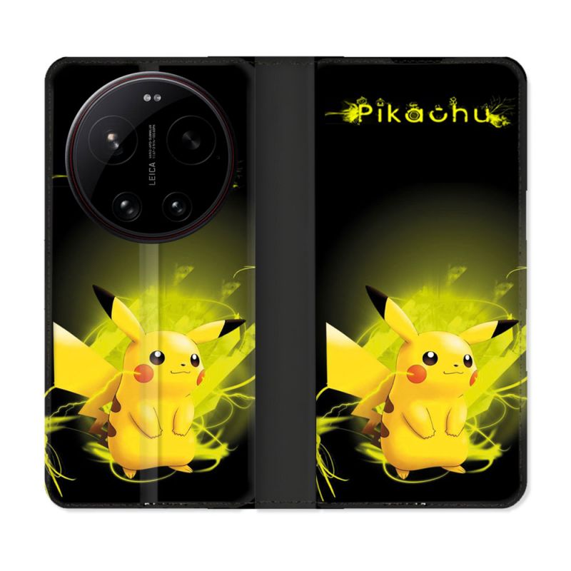 Housse Cuir Portefeuille Pour Xiaomi 17 Ultra Pokemon Pikachu Eclair