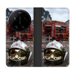 Housse Cuir Portefeuille Pour Xiaomi 17 Ultra Pompier Casque Camion