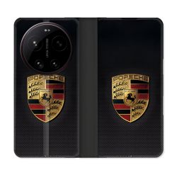 Housse Cuir Portefeuille Pour Xiaomi 17 Ultra Porsche Carbone