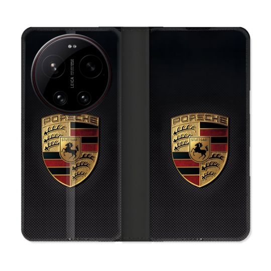 Housse Cuir Portefeuille Pour Xiaomi 17 Ultra Porsche Carbone