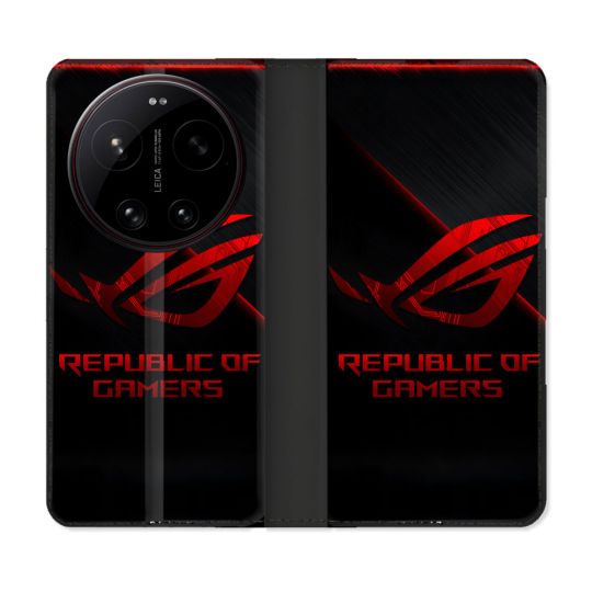 Housse Cuir Portefeuille Pour Xiaomi 17 Ultra ROG Rouge