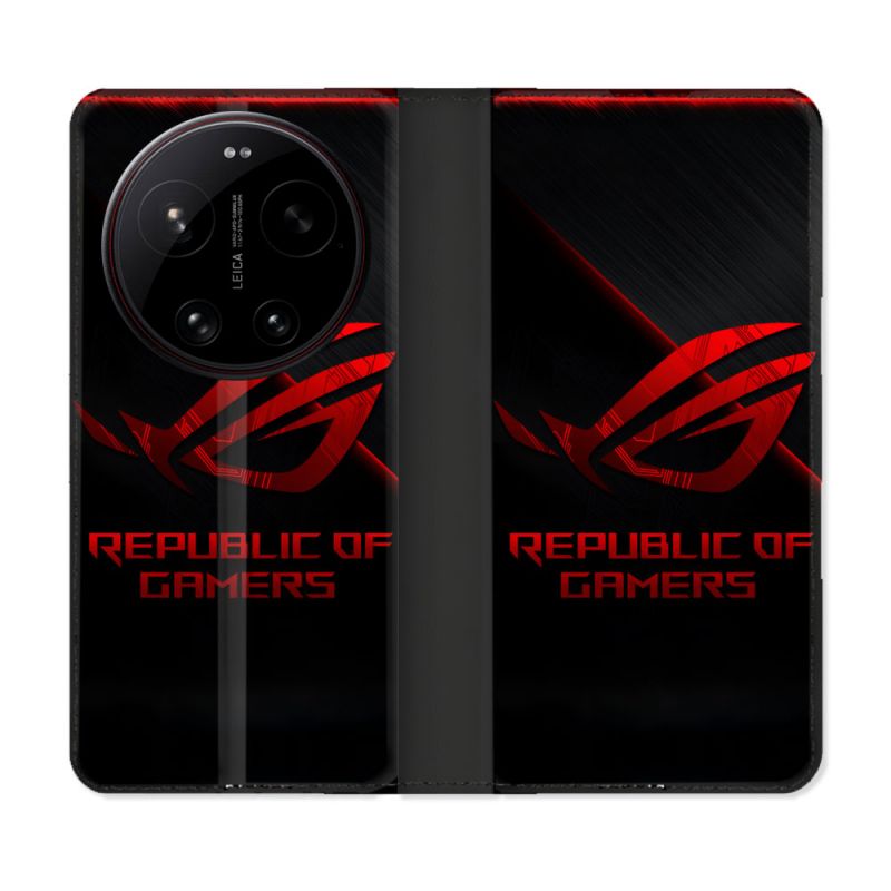 Housse Cuir Portefeuille Pour Xiaomi 17 Ultra ROG Rouge