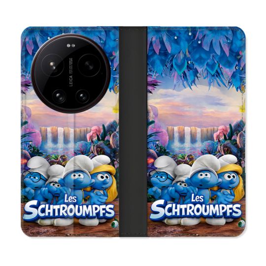Housse Cuir Portefeuille Pour Xiaomi 17 Ultra Schtroumpfs Forêt
