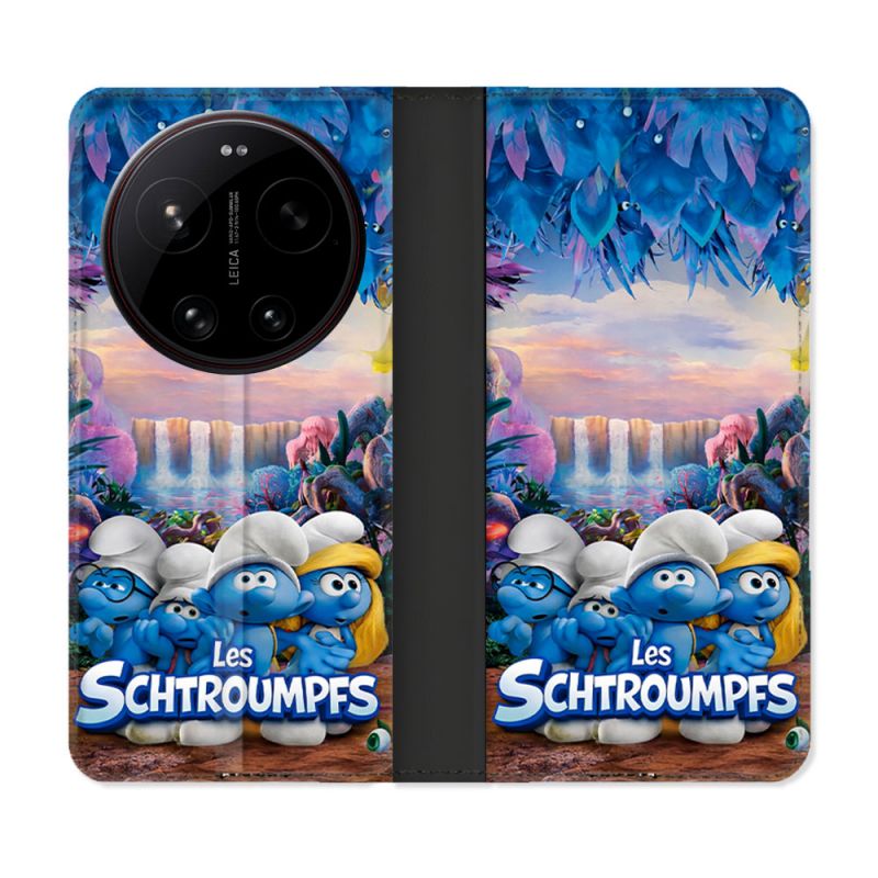 Housse Cuir Portefeuille Pour Xiaomi 17 Ultra Schtroumpfs Forêt