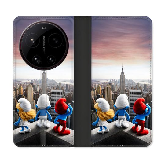 Housse Cuir Portefeuille Pour Xiaomi 17 Ultra Schtroumpfs New York