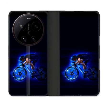 Housse Cuir Portefeuille Pour Xiaomi 17 Ultra Sport Cyclisme Bleu