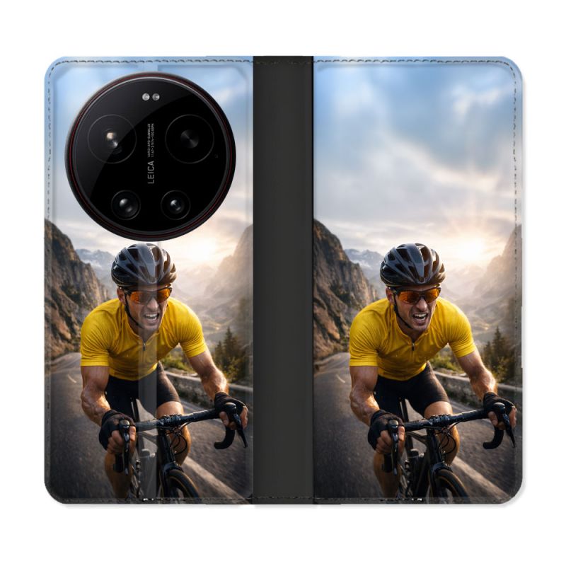 Housse Cuir Portefeuille Pour Xiaomi 17 Ultra Sport Cyclisme Maillot Jaune