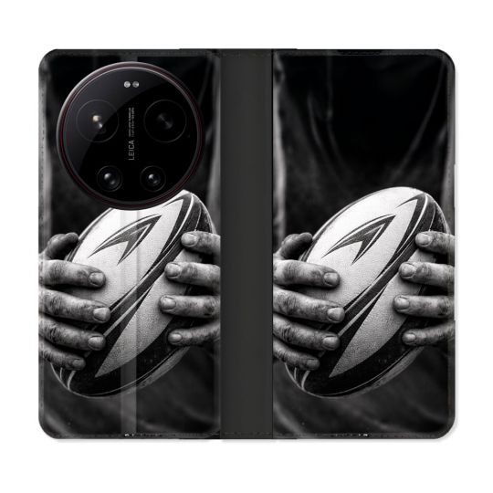 Housse Cuir Portefeuille Pour Xiaomi 17 Ultra Sport Rugby Ballon Moderne