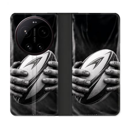 Housse Cuir Portefeuille Pour Xiaomi 17 Ultra Sport Rugby Ballon Moderne