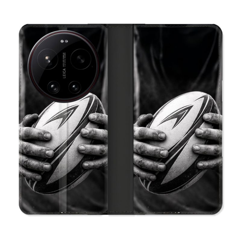 Housse Cuir Portefeuille Pour Xiaomi 17 Ultra Sport Rugby Ballon Moderne