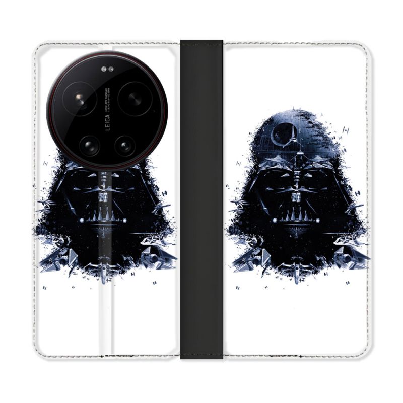 Housse Cuir Portefeuille Pour Xiaomi 17 Ultra Star Wars - Dark Vador Blanc