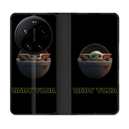 Housse Cuir Portefeuille Pour Xiaomi 17 Ultra Star Wars - Yoda bebe noir