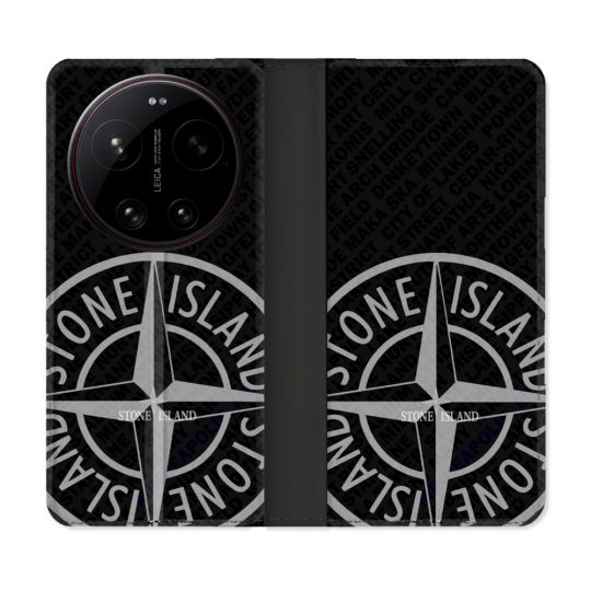 Housse Cuir Portefeuille Pour Xiaomi 17 Ultra Stone Island Gris