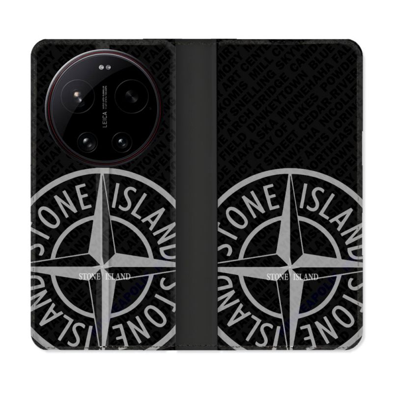 Housse Cuir Portefeuille Pour Xiaomi 17 Ultra Stone Island Gris