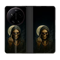 Housse Cuir Portefeuille Pour Xiaomi 17 Ultra Tete de Mort Doigt 2026