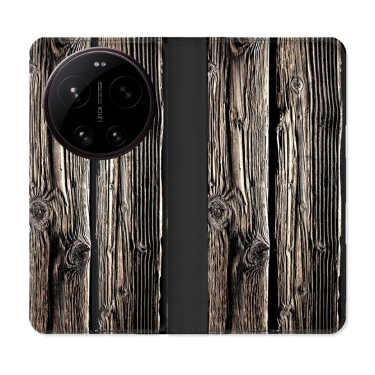 Housse Cuir Portefeuille Pour Xiaomi 17 Ultra Texture Bois