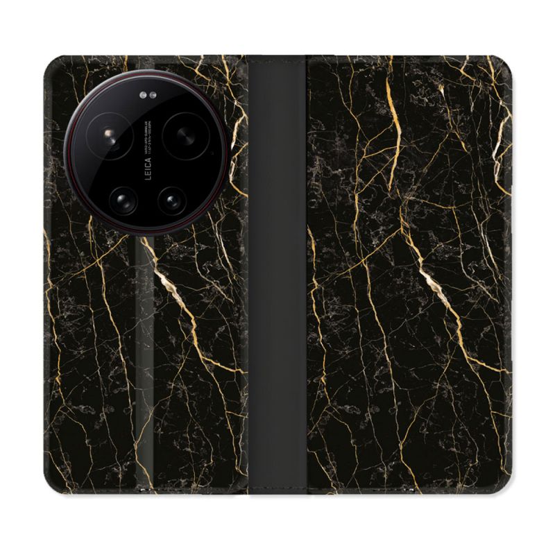 Housse Cuir Portefeuille Pour Xiaomi 17 Ultra Texture Marbre Noir