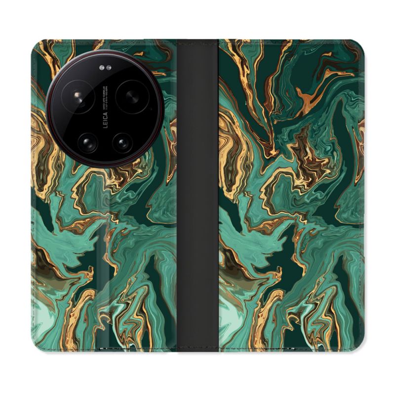 Housse Cuir Portefeuille Pour Xiaomi 17 Ultra Texture Marbre Vert